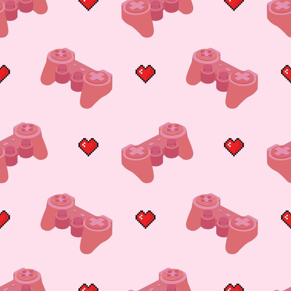 rosa joysticks och hjärtan sömlösa vektor