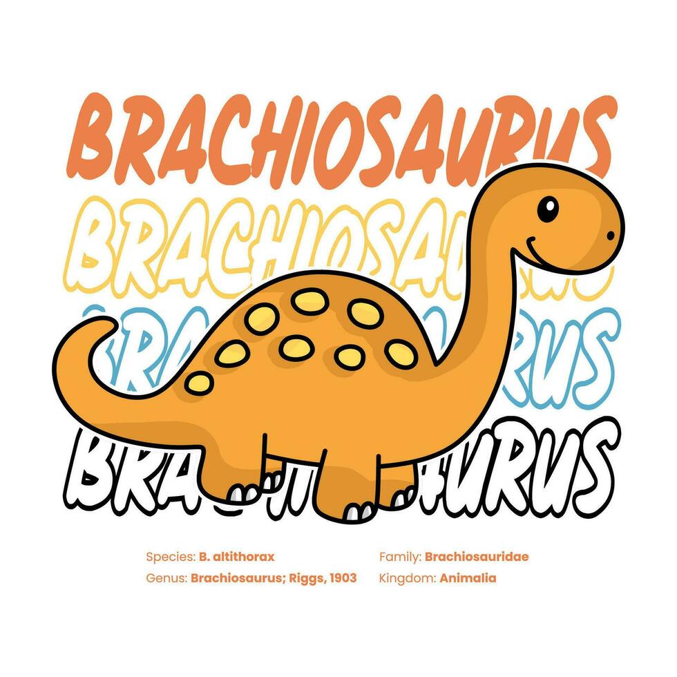 brachiosaurus söt barn skjorta design vektor