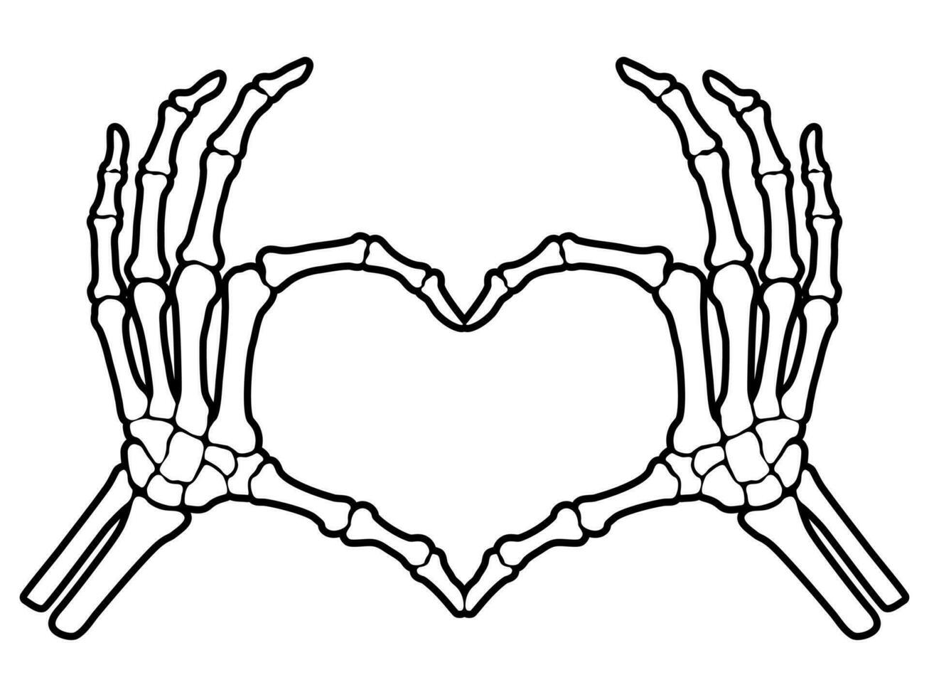 Skelett Knochen Hand Herz gestalten Zeichen Abbildungen vektor