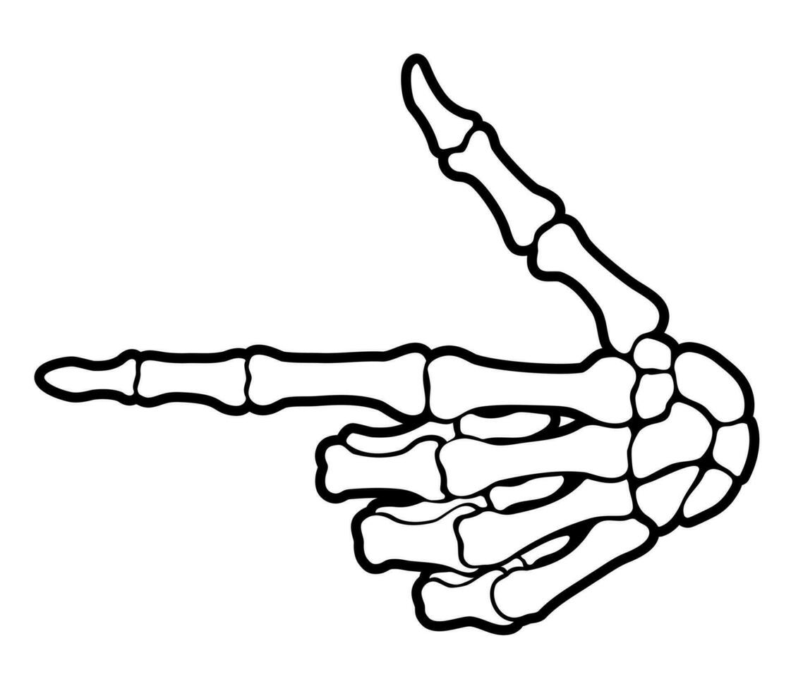 skelett ben pekande de index finger hand tecken vektor