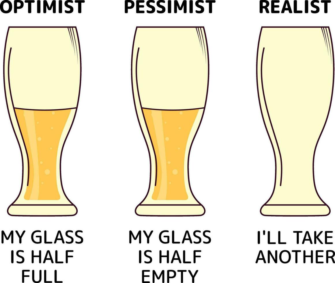 Optimist, Pessimist, Realist, Bier Trinker Shirt, Bier Shirt, Bier Realist, Bier Optimist, Bier Geschenk, Bier Liebhaber Shirt, komisch Hemden, komisch Geschenke vektor