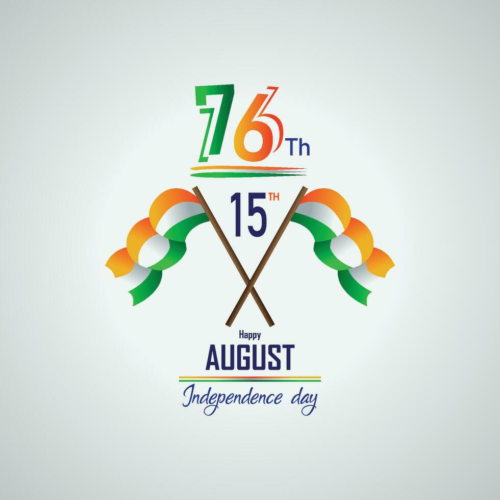 15:e av augusti, indisk 76: e oberoende dag firande befordran reklam social media posta baner. vektor