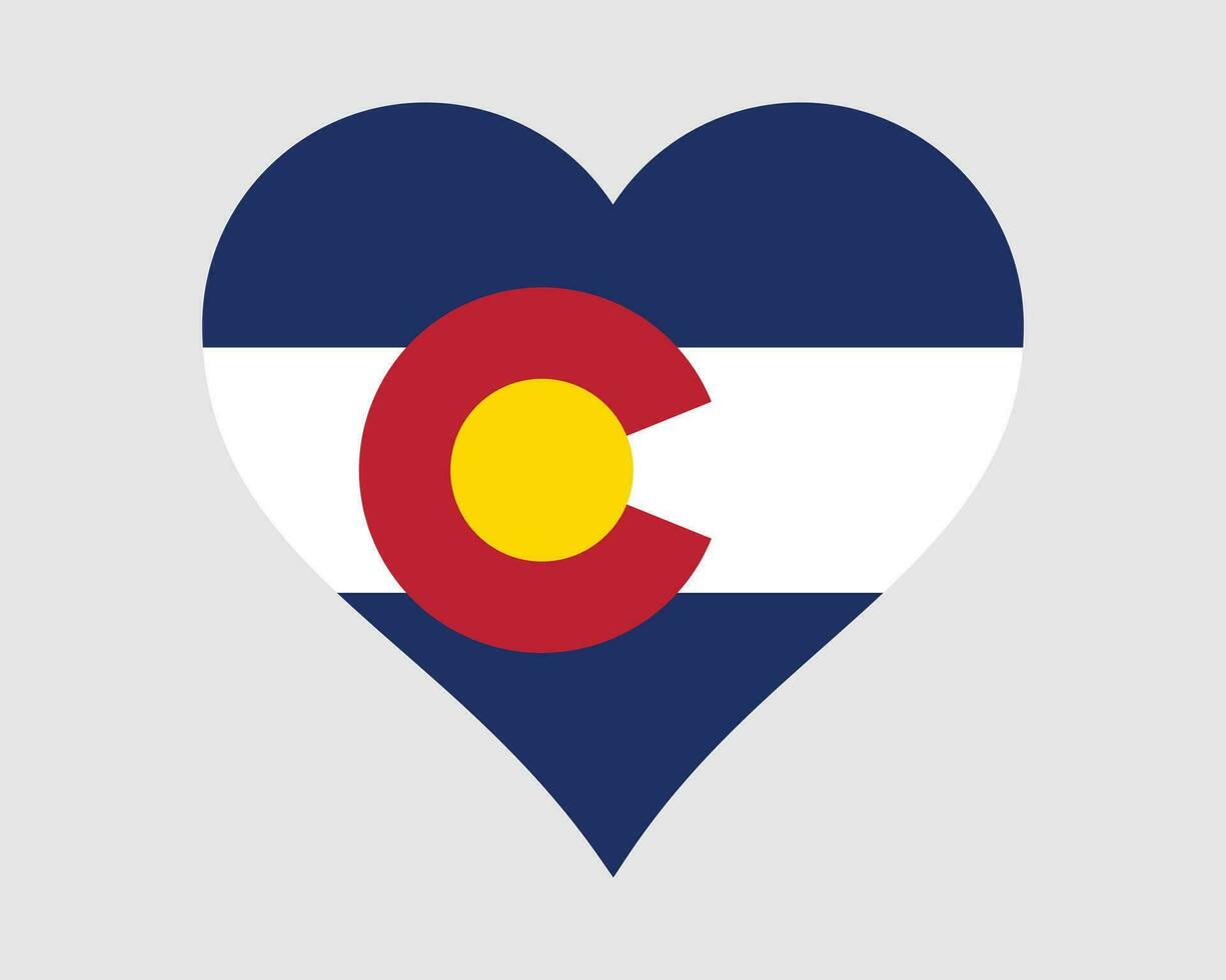 colorado USA hjärta flagga. co oss kärlek form stat flagga. colorado förenad stater av Amerika baner ikon tecken symbol ClipArt. eps vektor illustration.