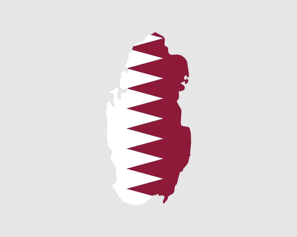 qatar flagga Karta. Karta av de stat av qatar med de qatari Land baner. vektor illustration.