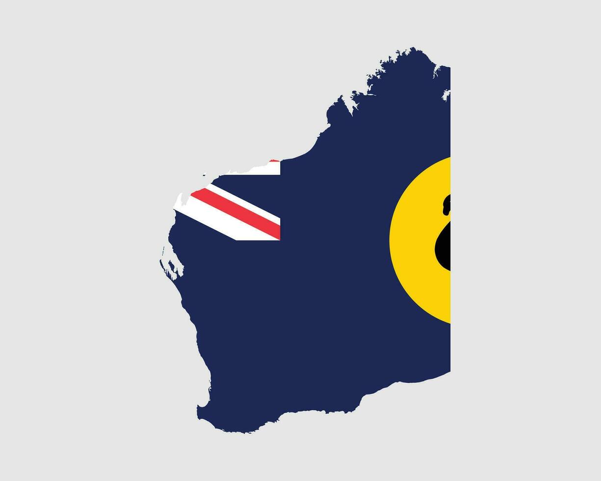 Västra Australien Karta flagga. Karta av va, Australien med de stat flagga. australier stat. vektor illustration baner.