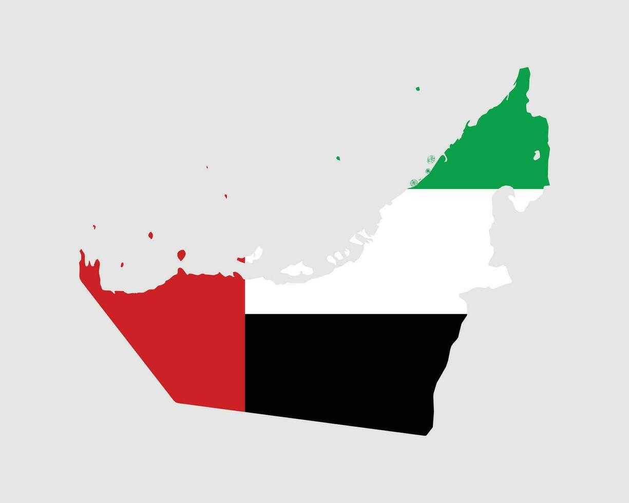 förenad arab emirates flagga Karta. Karta av uae med de emirati Land baner. vektor illustration.