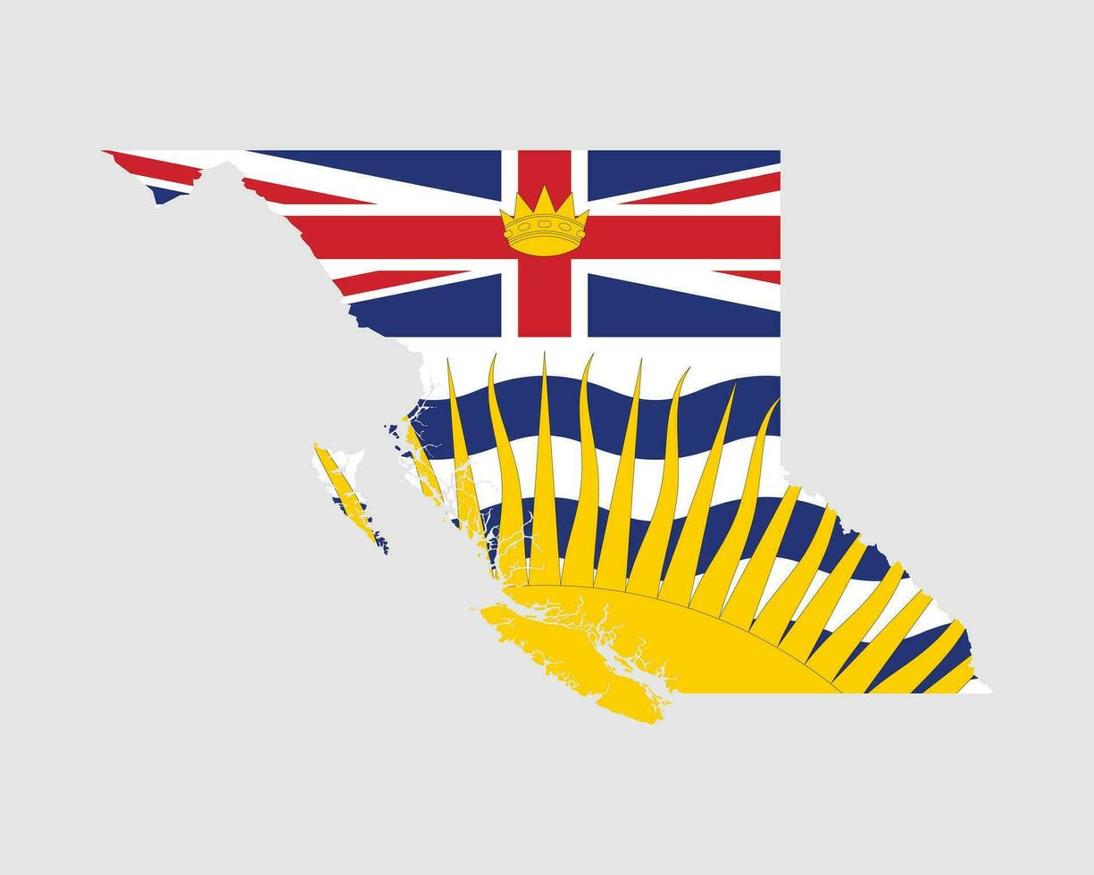 britisch Columbia Karte Flagge. Karte von britisch Columbia Kanada mit Flagge. kanadisch Provinz. Vektor Illustration Banner