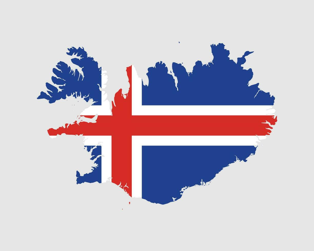 island Karta flagga. Karta av island med de isländsk Land baner. vektor illustration.