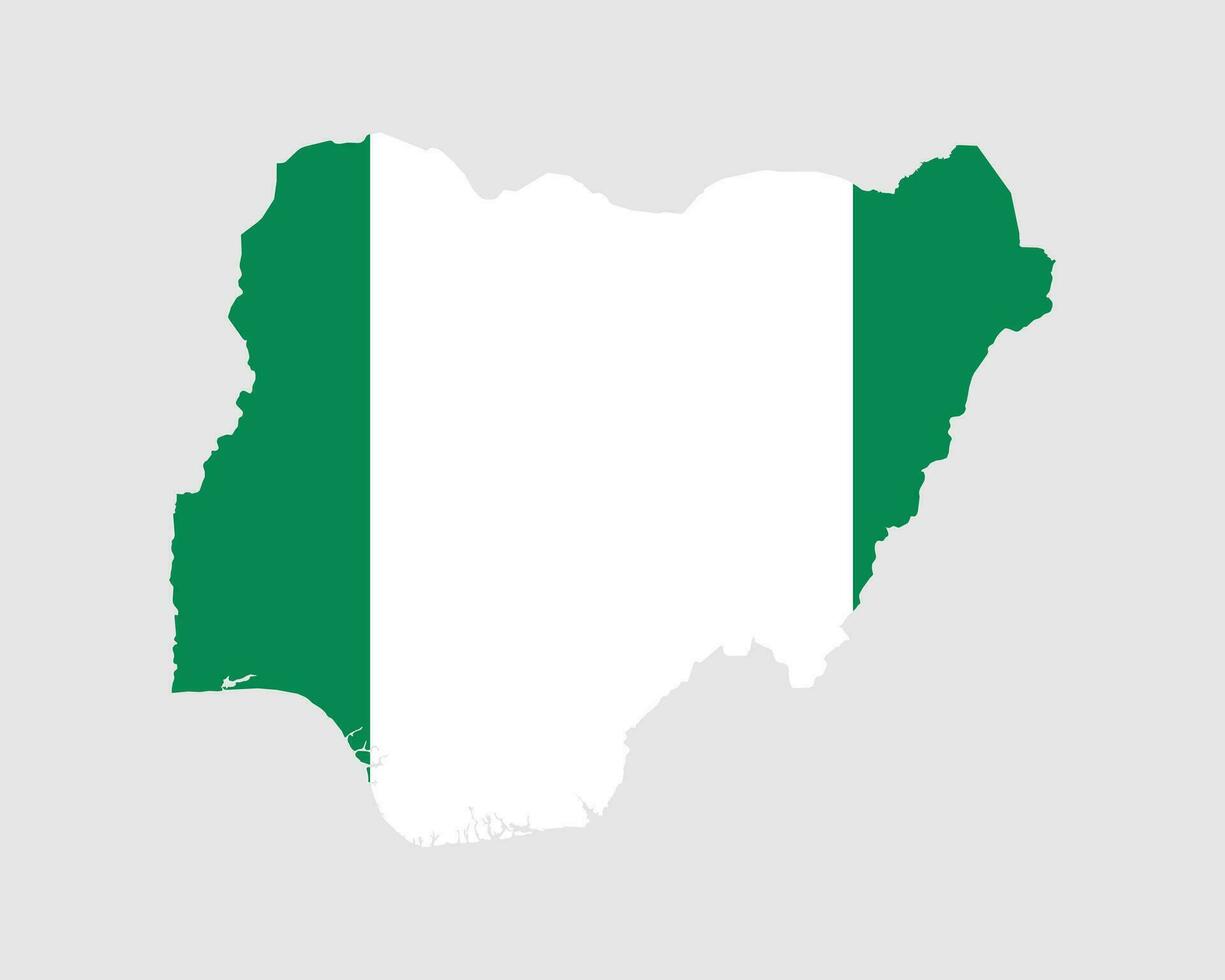 nigeria flagga Karta. Karta av de statlig republik av nigeria med de nigerian nationell baner. vektor illustration.