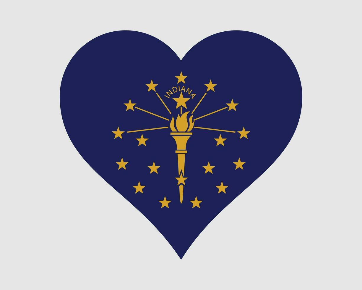 indiana USA hjärta flagga. i oss kärlek form stat flagga. hoosier förenad stater av Amerika baner ikon tecken symbol ClipArt. eps vektor illustration.