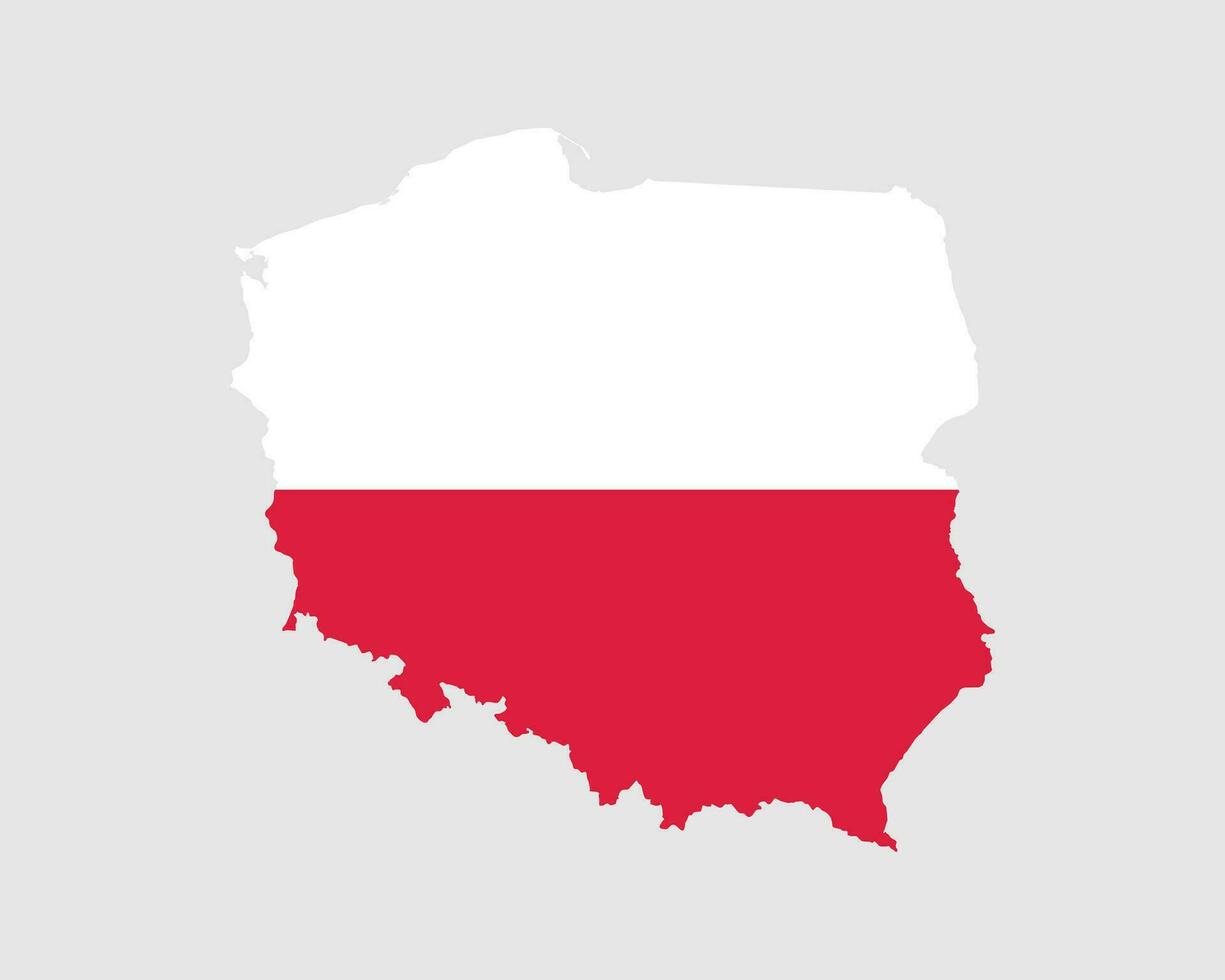 Polen Flagge Karte. Karte von das Republik von Polen mit das Polieren Land Banner. Vektor Illustration.