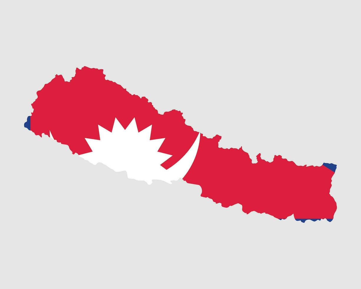 nepal flagga Karta. Karta av de statlig demokratisk republik av nepal med de nepalesiska Land baner. vektor illustration.