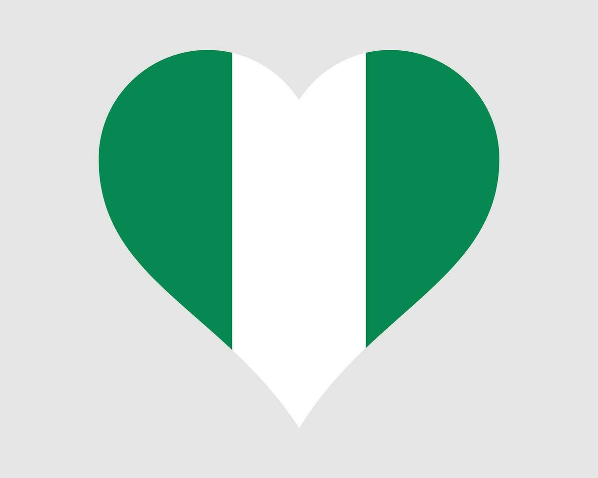 Nigeria Herz Flagge. Nigerianer Liebe gestalten Land Nation National Flagge. Bundes Republik von Nigeria Banner Symbol Zeichen Symbol. eps Vektor Illustration.