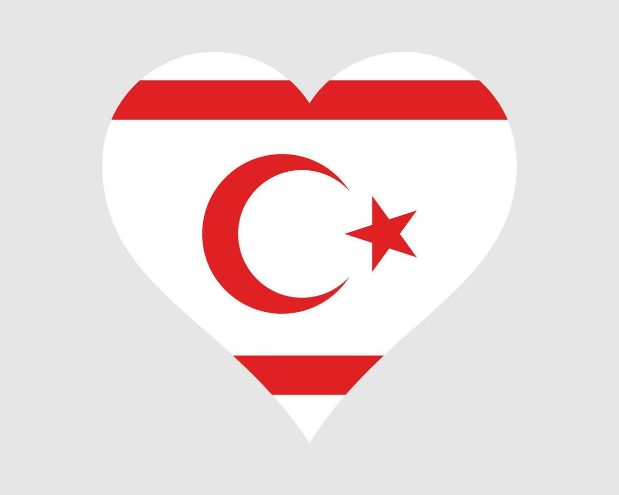 nordlig cypern hjärta flagga. cypriot turk kärlek form Land nation nationell flagga. turkiska republik av nordlig cypern baner ikon tecken symbol. eps vektor illustration.
