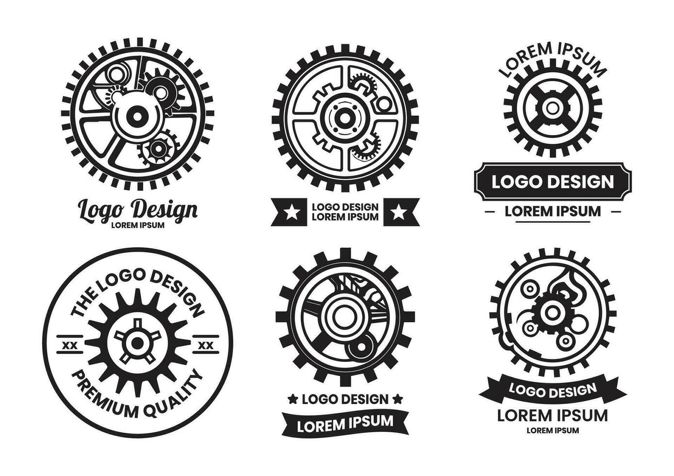 Mechaniker oder Ingenieur Logo im eben Linie Kunst Stil vektor