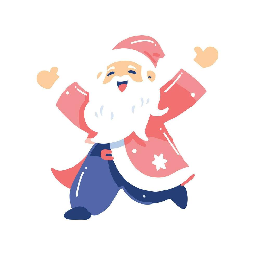 Hand gezeichnet glücklich Santa Charakter im eben Stil vektor