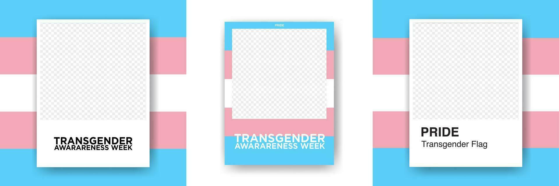 uppsättning av trans flagga och trans medvetenhet vecka ramar i omedelbar filma begrepp. för Foto ramar, design gränser, inbjudningar, kort, affischer, grafik, klistermärken, etc. redigerbar vektor konst.
