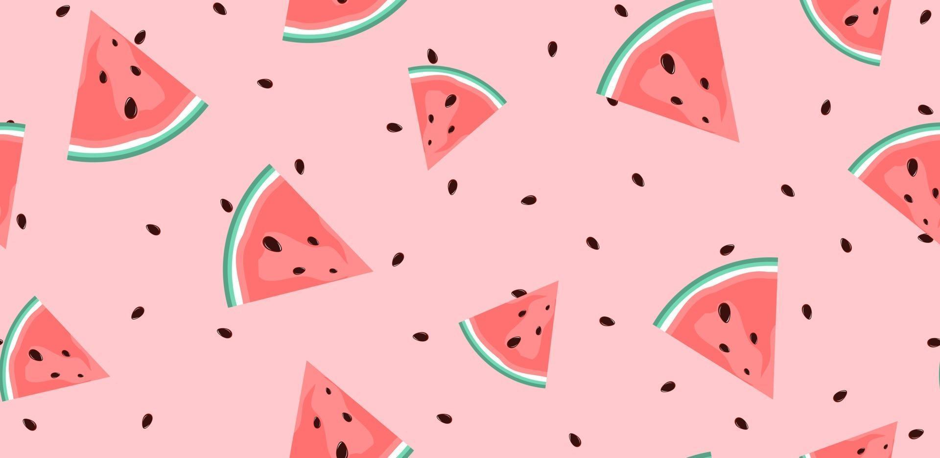 sommar platt sömlös bakgrund med vattenmelon. vektor illustration