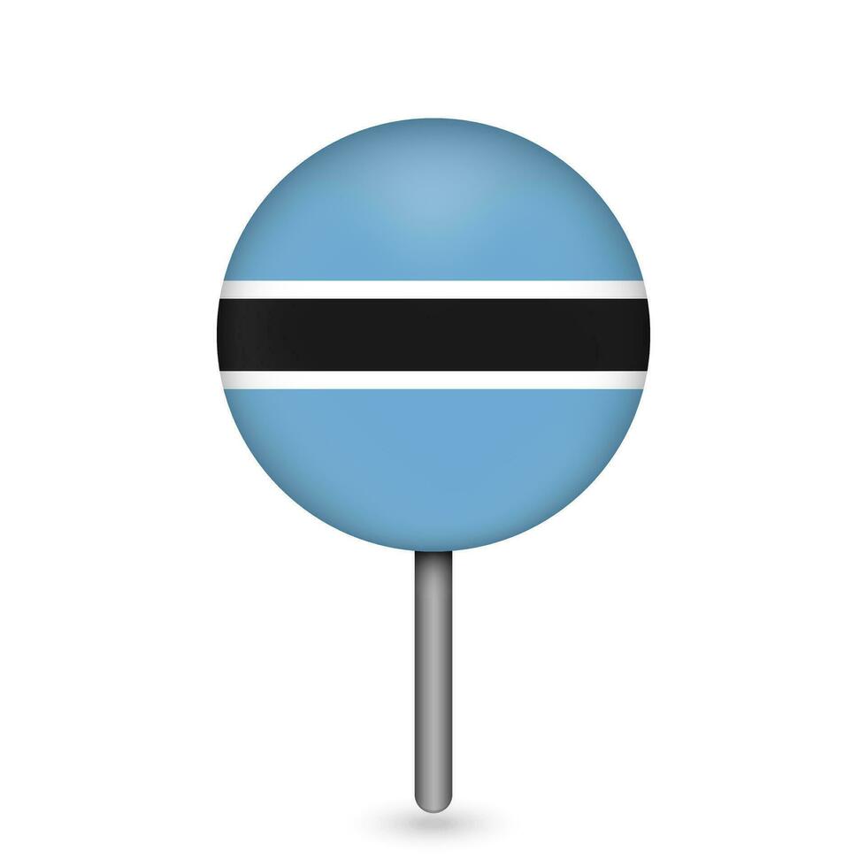 Kartenzeiger mit Land Botswana. Botswana-Flagge. Vektor-Illustration. vektor