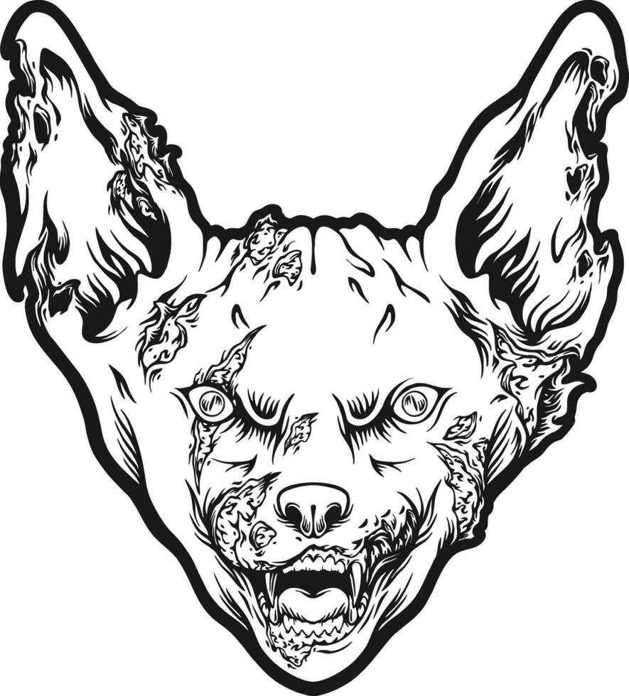 mystisk fladdermus huvud monster zombie galenskap översikt vektor illustrationer för din arbete logotyp, handelsvaror t-shirt, klistermärken och märka mönster, affisch, hälsning kort reklam företag företag