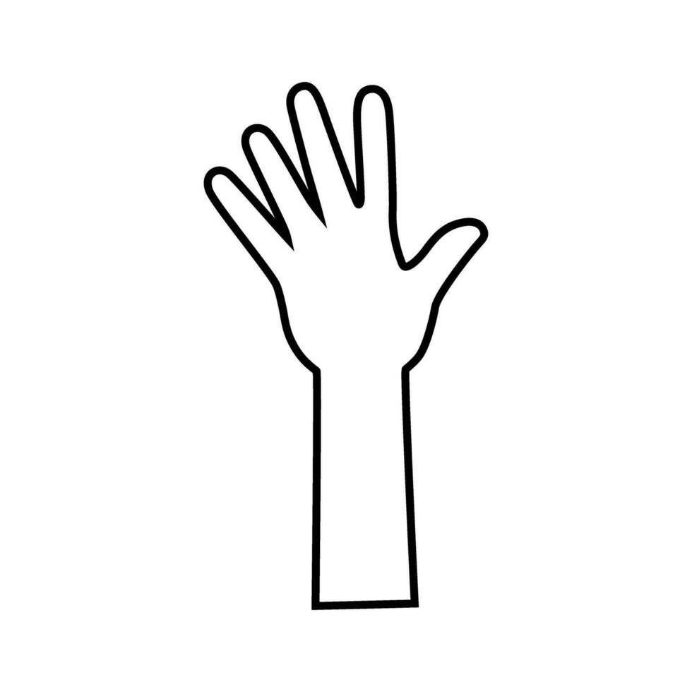 Symbolvektor für erhobene Hände. Hände hoch Abbildung Zeichen. Palmensymbol oder Logo. vektor