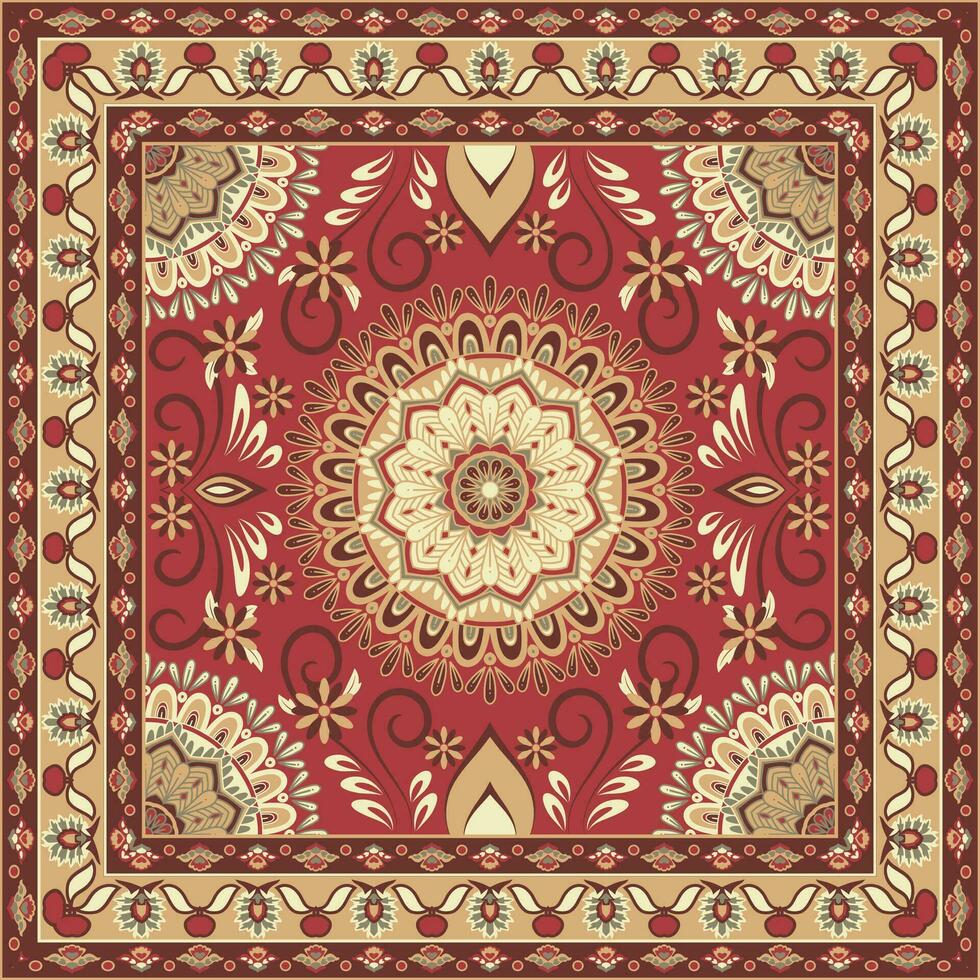 persisch Blumen- orientalisch traditionell Teppich Fußboden Matte Teppich Muster Hintergrund Vektor einfach Farbe Veränderung