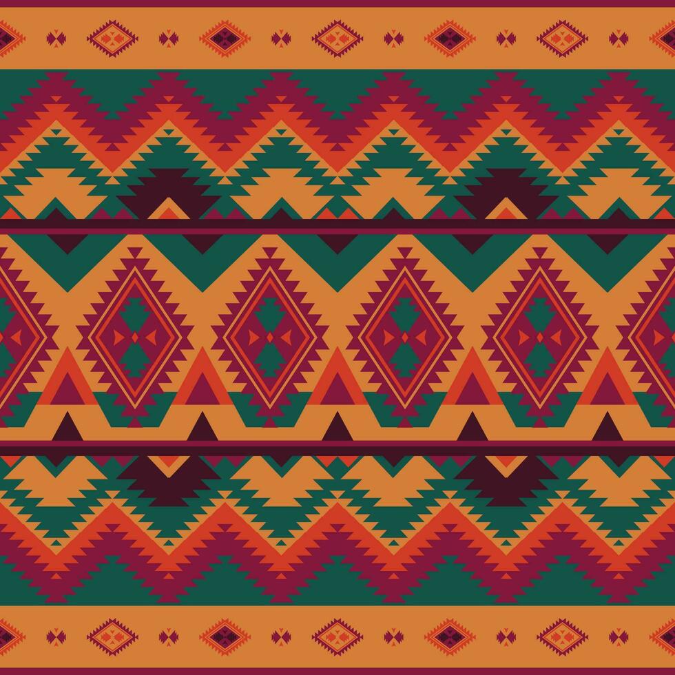navajo stil sömlös mönster med retro Färg palett - etnisk geometrisk färgrik skriva ut design vektor