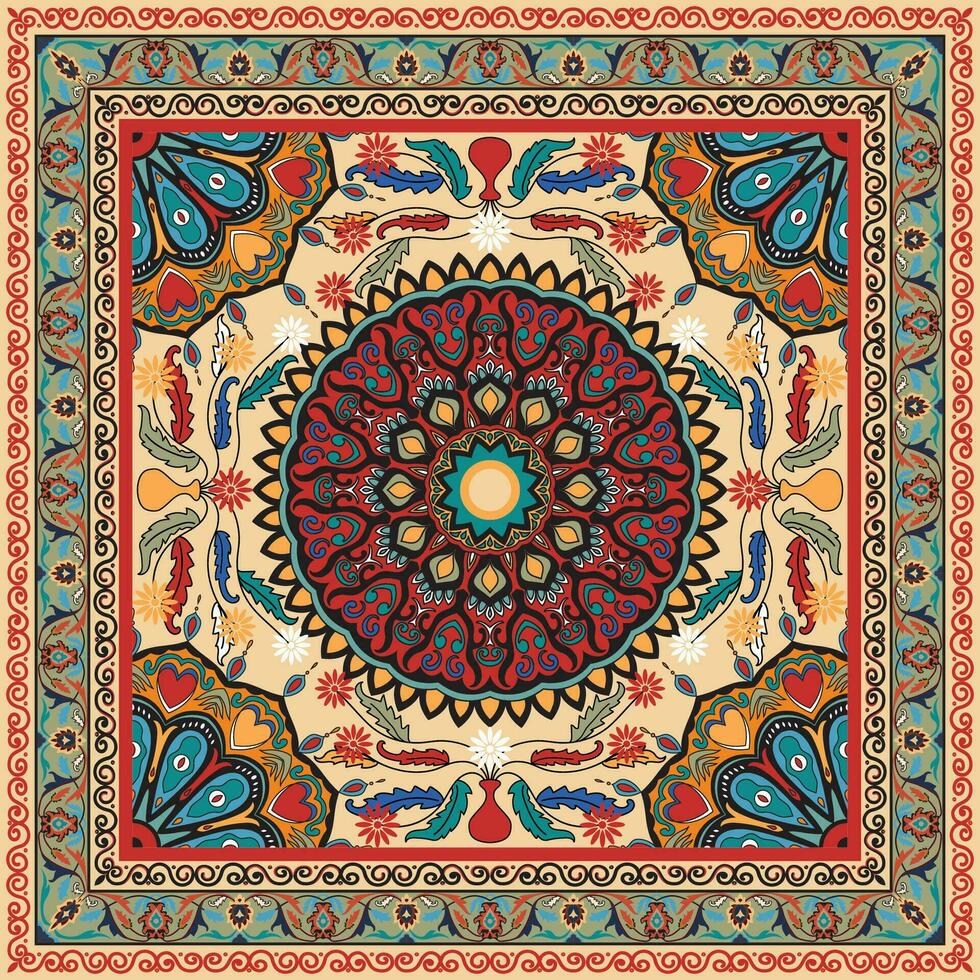 färgrik dekorativ vektor design för matta, tapis, yoga matta. geometrisk etnisk ClipArt. arab dekorativ matta med dekorativ element.persian matta