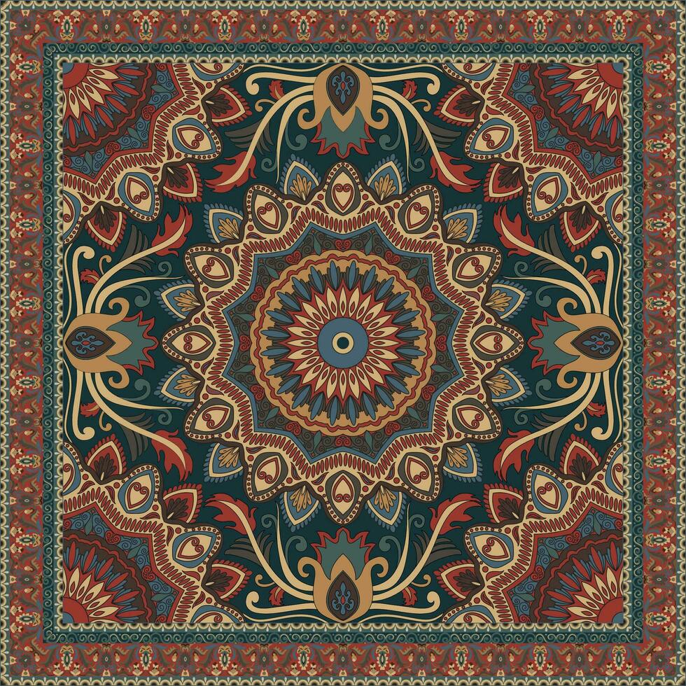 bunt Zier Vektor Design zum Teppich, Tapis, Yoga Matte. geometrisch ethnisch Clip Art. arabisch Zier Teppich mit dekorativ elements.persian Teppich