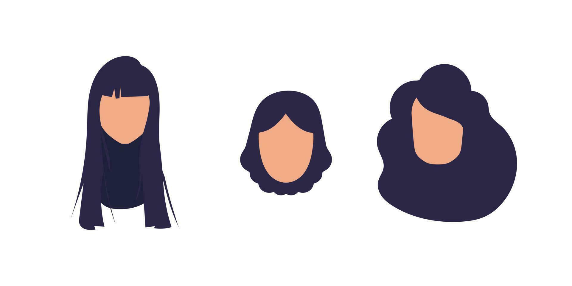 uppsättning av ansikten av flickor av annorlunda nationaliteter. isolerat. vektor. vektor