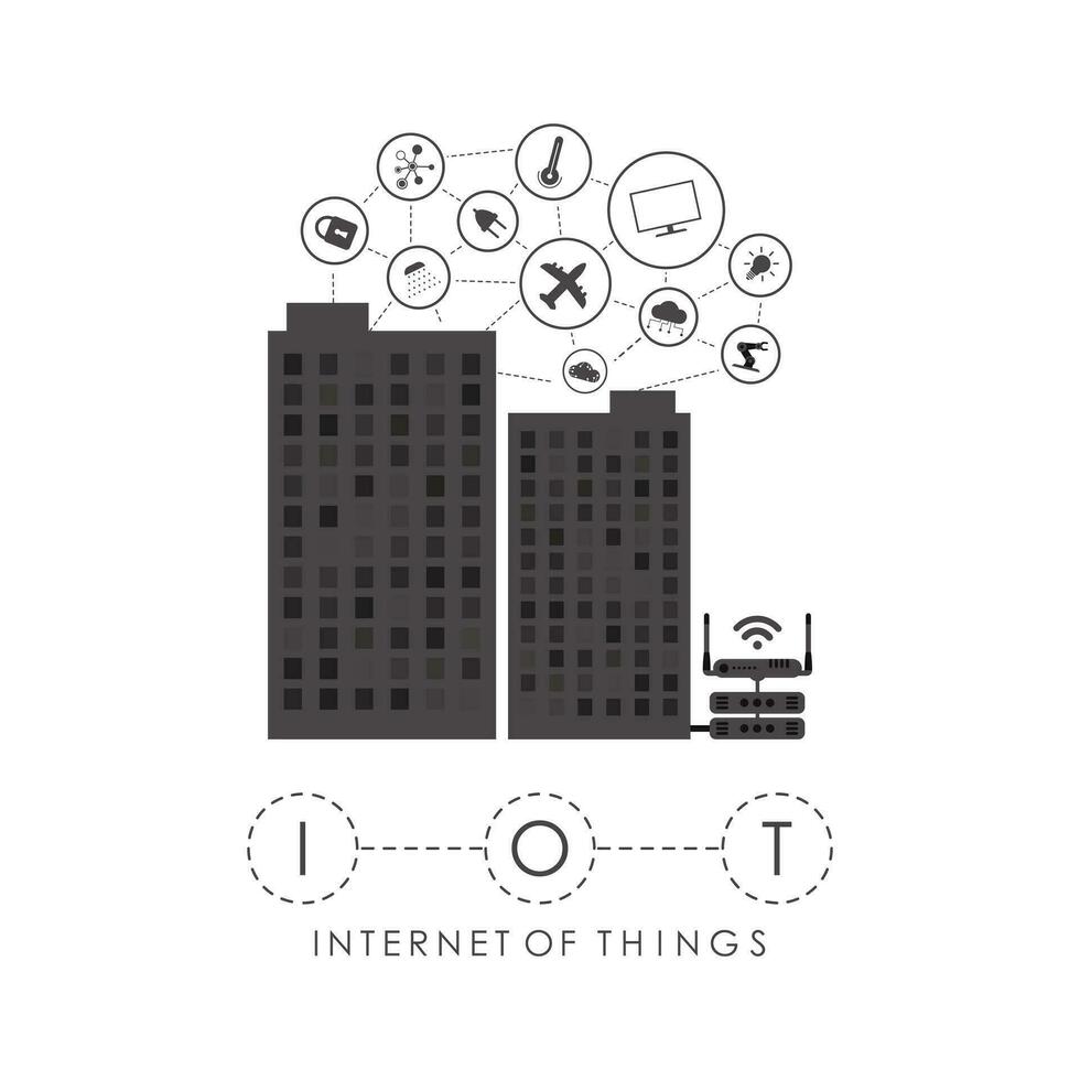 Stadt in Verbindung gebracht zu das Internet. iot Konzept. gut zum Präsentationen. Vektor Illustration.