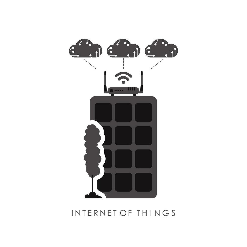 internet av saker och automatisering begrepp. stad ansluten till de internet. Bra för webbplatser och presentationer. vektor illustration.