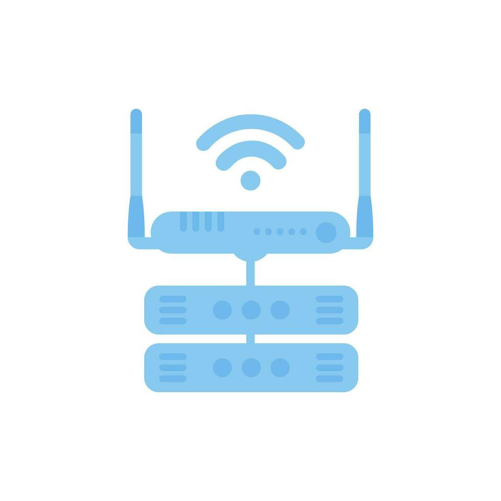 Server in Verbindung gebracht zu das Router. iot und Automatisierung Konzept. isoliert. Vektor. vektor