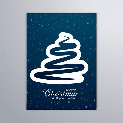 Elegant glatt julgrans kort broschyr design vektor