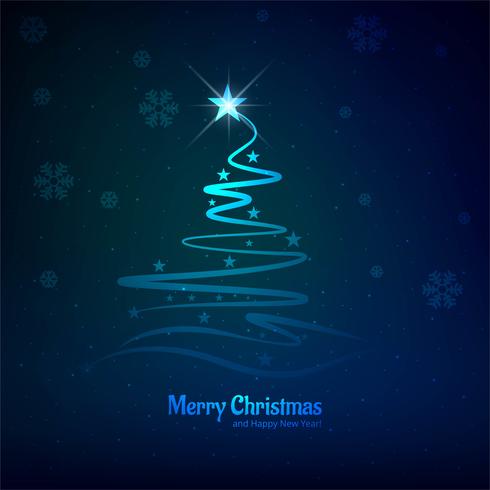 Karte der frohen Weihnachten mit glänzendem Baumblauhintergrund vektor