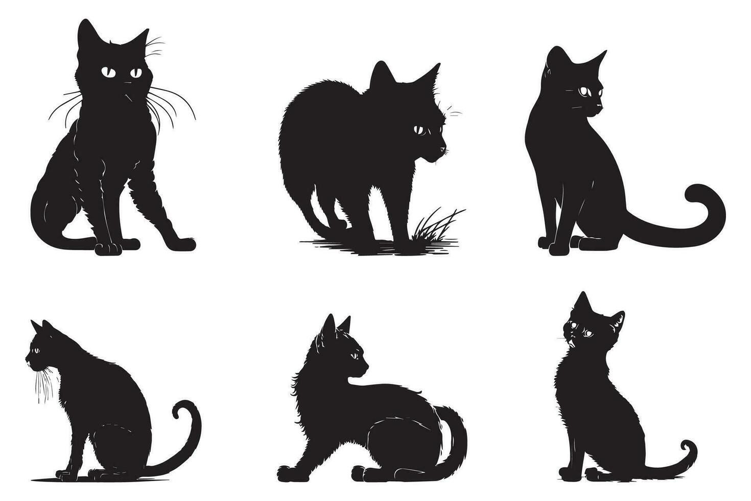 Katze Silhouette Vektor Illustration isoliert auf Weiß Hintergrund.