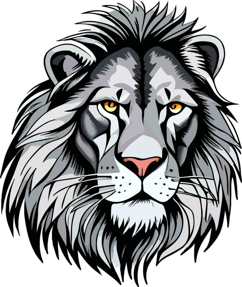 Löwe Kopf Vektor Kunst zum Logo tätowieren und Maskottchen