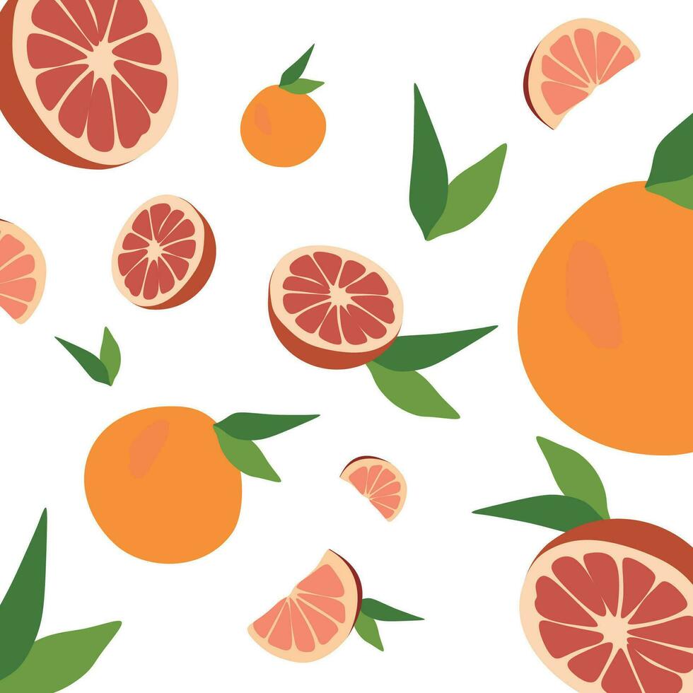 frisch Grapefruit Satz. Vektor eben Stil Illustration. hell Vektor Sammlung von bunt saftig Grapefruits isoliert auf Weiß. Zitrusfrüchte Symbol von ganze Frucht, Hälfte und Scheibe mit Blätter.