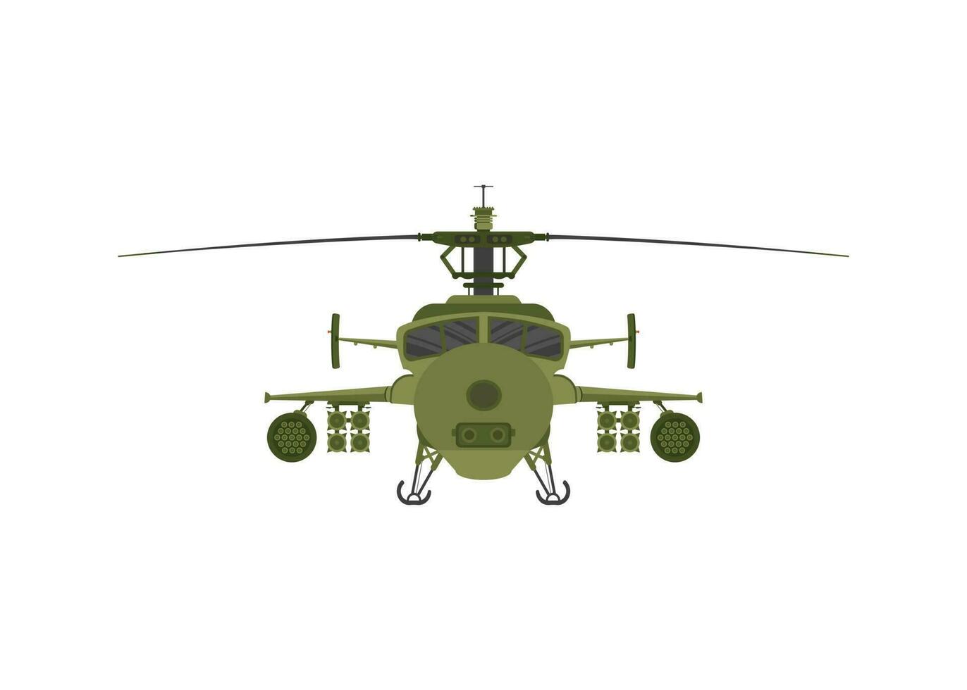 Hubschrauber Militär- 2d Abbildung auf Weiß isolieren Hintergrund vektor