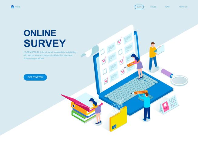 Modern plandesign isometrisk koncept av online-undersökning vektor