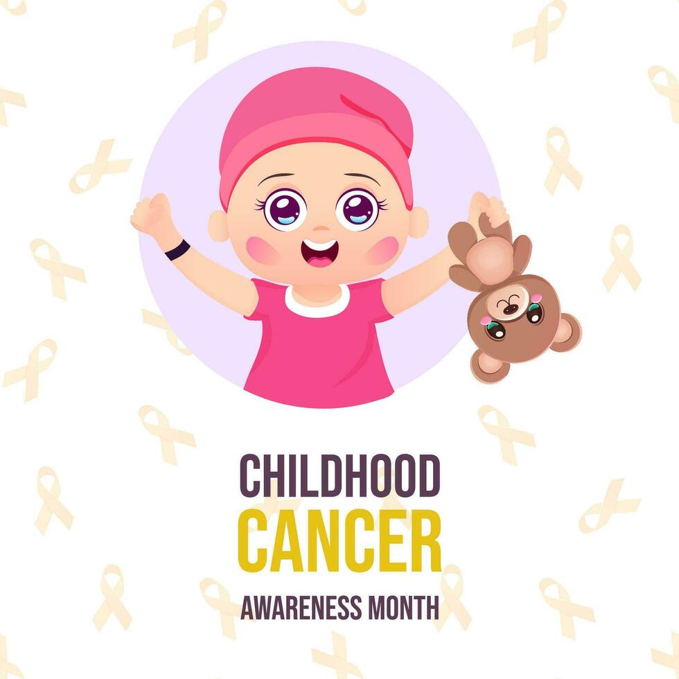 International Kindheit Krebs Bewusstsein Monat Kind Krankheit vektor