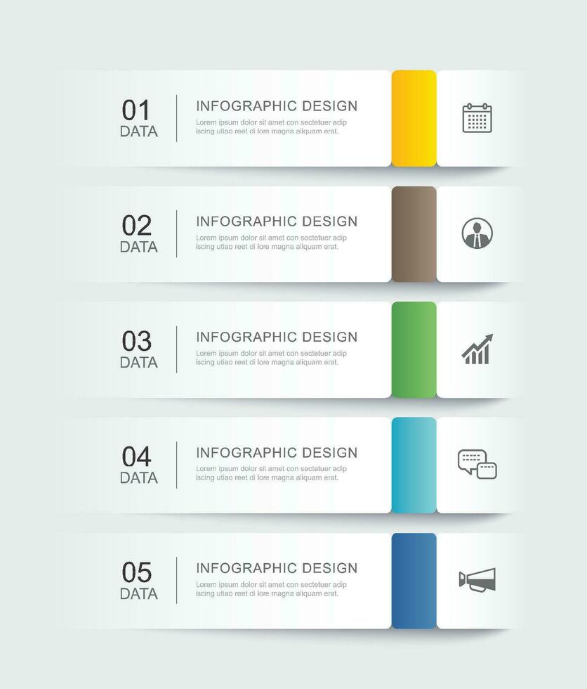 5 Daten Infografiken Tab Papier Index Vorlage. Vektor Illustration Geschäft abstrakt Hintergrund.
