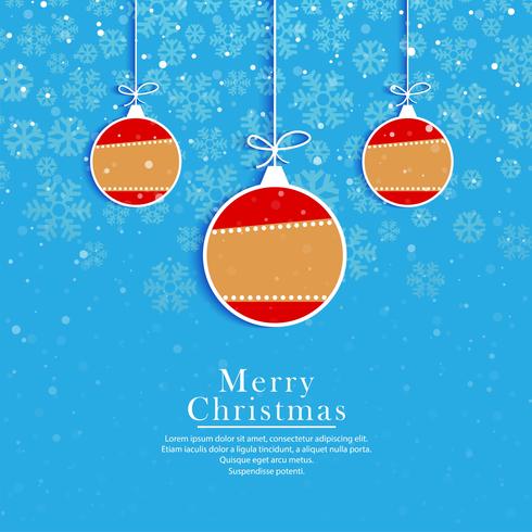 Glad julbollar blå kortdesign vektor