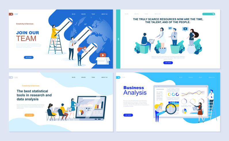 Satz von flachen Liniendesign Landing-Page-Vorlagen vektor