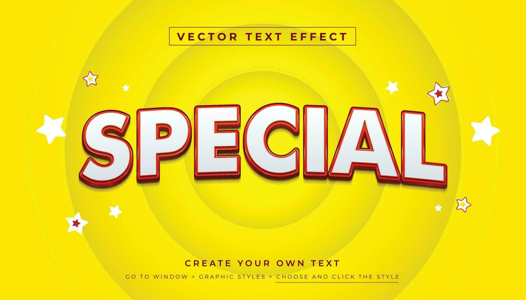 Vektor editierbar 3d rot Weiß Text Wirkung. Besondere Rabatt Grafik Stil auf abstrakt Gelb Hintergrund