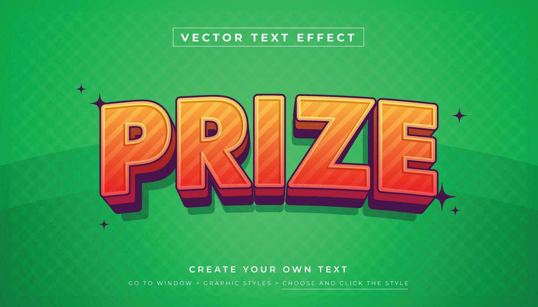 Vektor editierbar 3d Spaß Text Wirkung. Preis- Beförderung Grafik Stil auf Grün Hintergrund