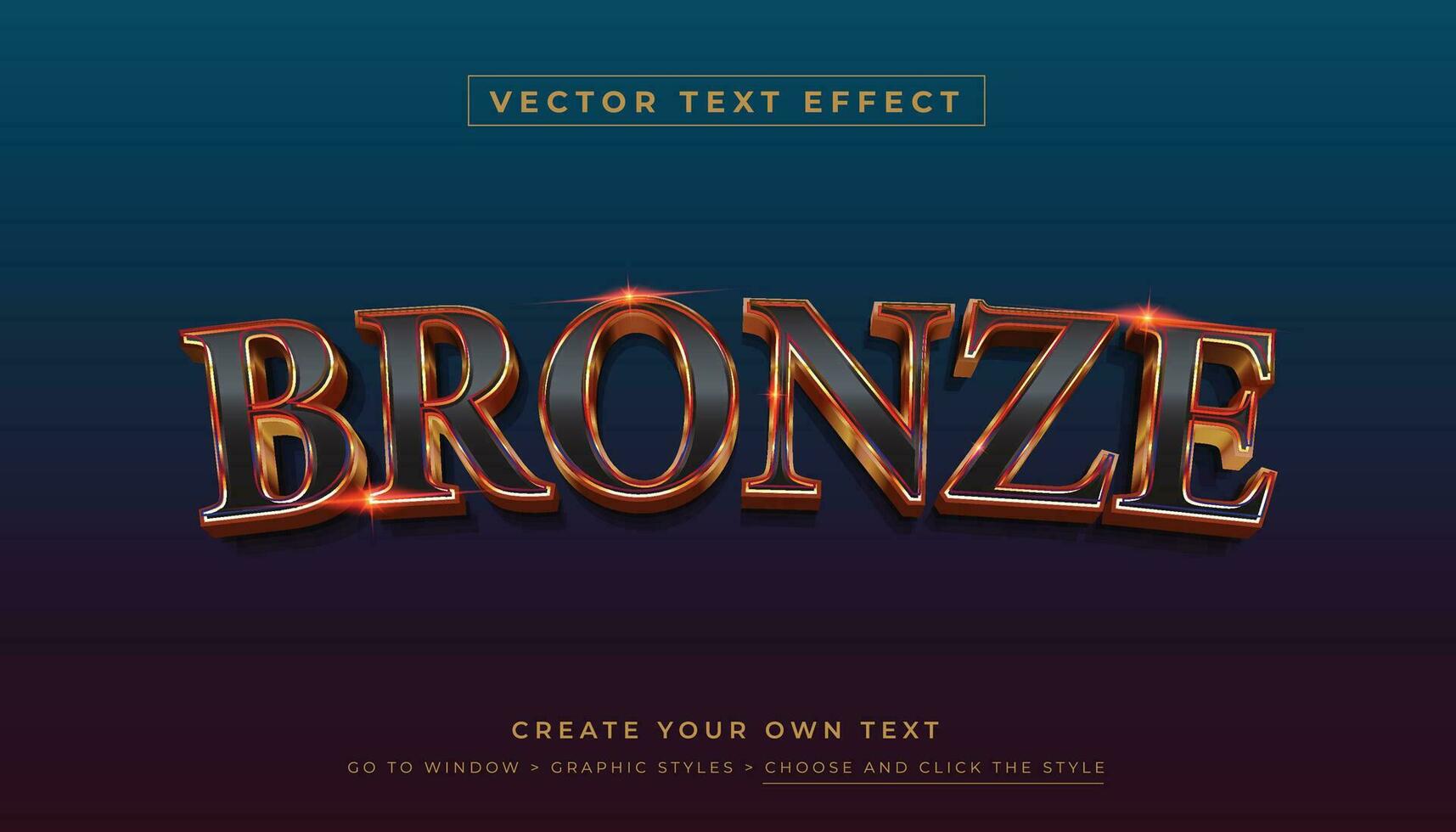 redigerbar vektor 3d guld brons text effekt. skinande metallisk brons grafisk stil