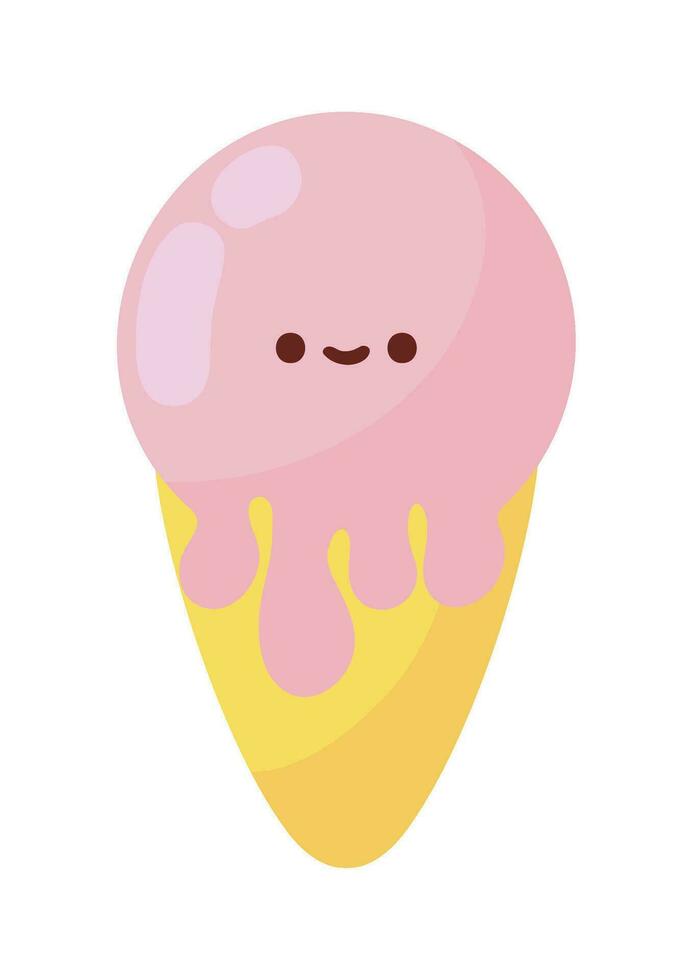 Eis Sahne Sommer- kawaii Symbol isoliert vektor