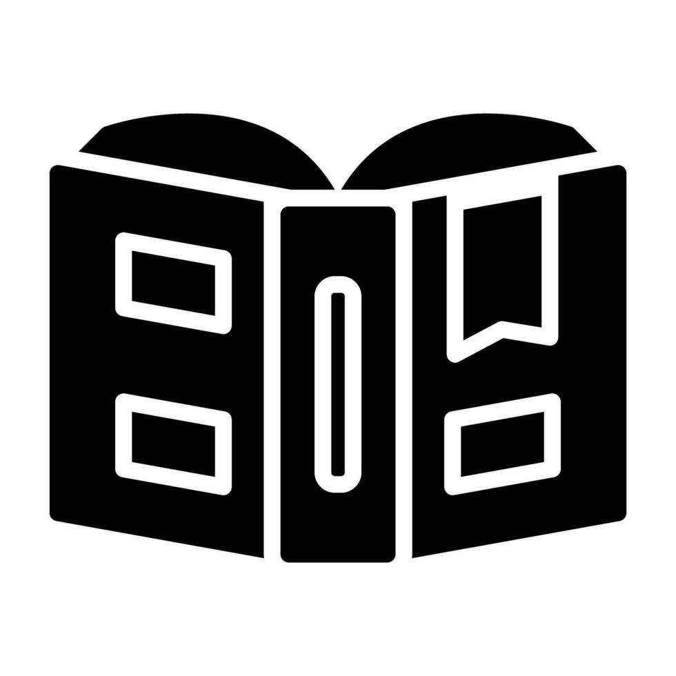 öppen bok med bokmärke vektor ikon