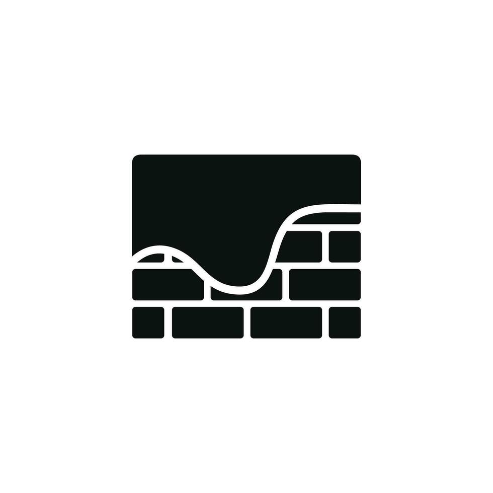 Verputzen Backstein Mauer Symbol isoliert auf Weiß Hintergrund vektor
